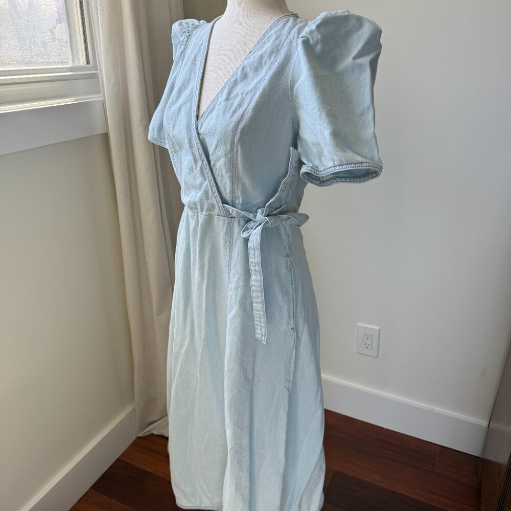 Kate Spade Faux Wrap Light Denim Dress size 8 Lightweight Spring Dress - Picture 3 of 9